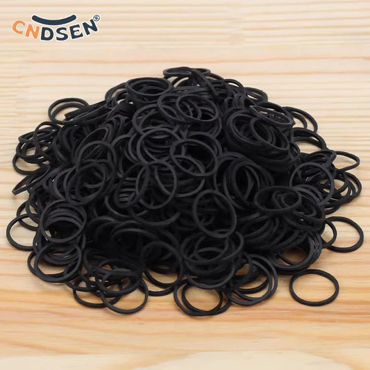 100-500Pcs Black Rubber Band Elastic Bands for Office School Home Strong Elastic Rings