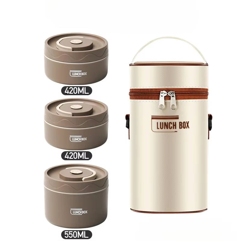 Insulated Lunch Box, Portable 3 Separate Stackable Microwave Bento Box Bucket, Food Grade Insulated Container for Adult Kid