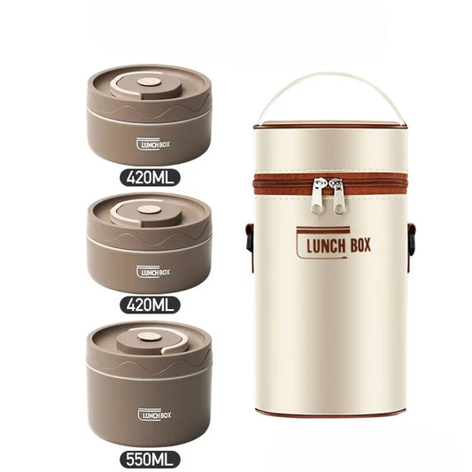 Insulated Lunch Box, Portable 3 Separate Stackable Microwave Bento Box Bucket, Food Grade Insulated Container for Adult Kid