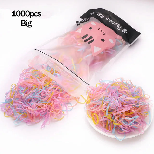 1000Pcs/Pack Girls Colorful Small Disposable Rubber Bands Gum for Ponytail Hold Scrunchie Hair Bands Fashion Hair Accessories