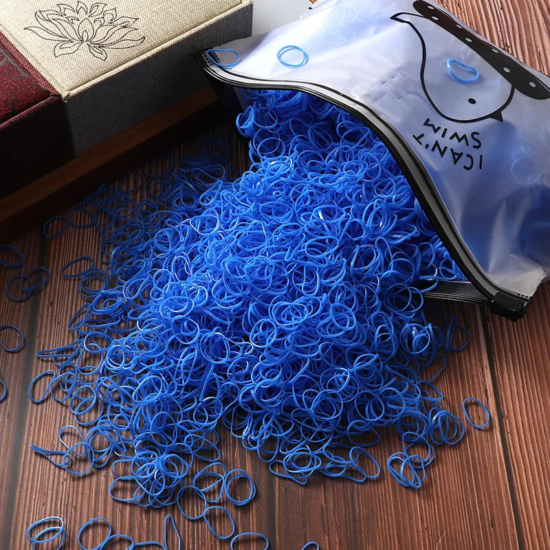 Vibrant 1000/2000 Pcs Colorful Disposable Rubber Hair Bands - Perfect Ponytail Holders for Kids!