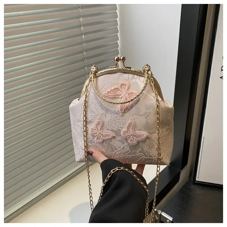 Butterfly Embroidery Dinner Party Ladies Chain Crossbody Bag Elegant Simple Female Handbags Chinese Style Women'S Shoulder Bags