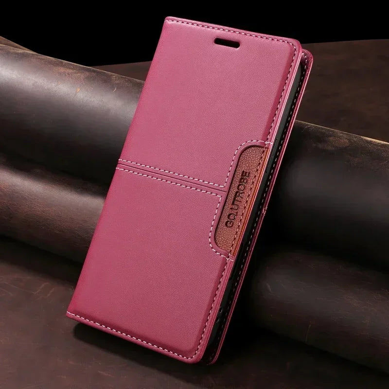 Premium Leather Magnetic Flip Case for iPhone 16/15/14/Pro Max - Stylish Wallet with Card Slots for All Models Including 13/12/11/XR/XS Max/7/8 Plus/SE 2022