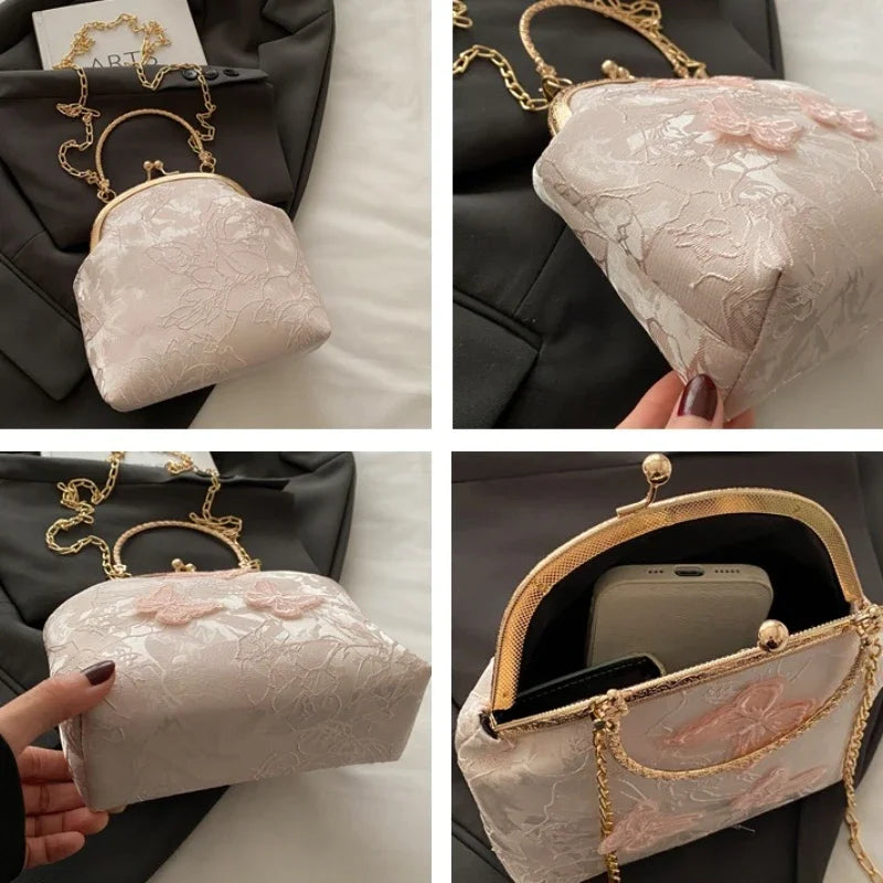Butterfly Embroidery Dinner Party Ladies Chain Crossbody Bag Elegant Simple Female Handbags Chinese Style Women'S Shoulder Bags