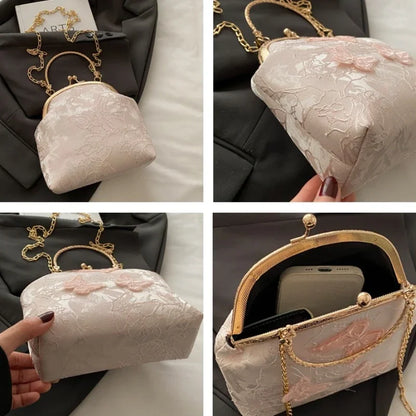 Butterfly Embroidery Dinner Party Ladies Chain Crossbody Bag Elegant Simple Female Handbags Chinese Style Women'S Shoulder Bags