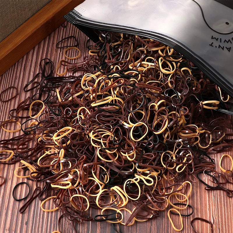 Vibrant 1000/2000 Pcs Colorful Disposable Rubber Hair Bands - Perfect Ponytail Holders for Kids!