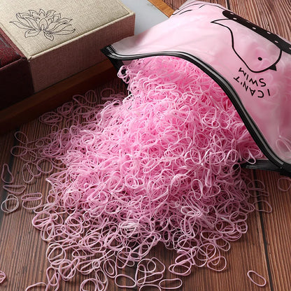 Vibrant 1000/2000 Pcs Colorful Disposable Rubber Hair Bands - Perfect Ponytail Holders for Kids!