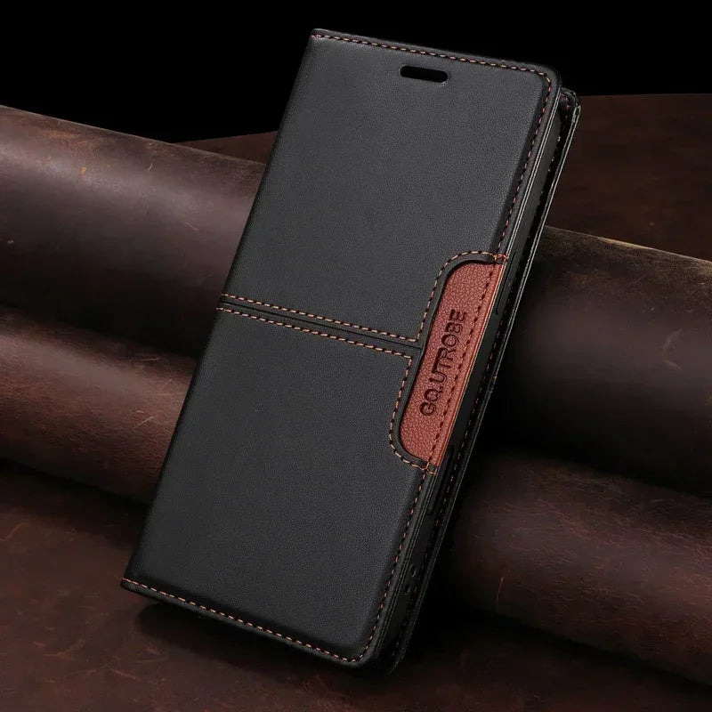 Premium Leather Magnetic Flip Case for iPhone 16/15/14/Pro Max - Stylish Wallet with Card Slots for All Models Including 13/12/11/XR/XS Max/7/8 Plus/SE 2022
