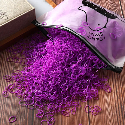 Vibrant 1000/2000 Pcs Colorful Disposable Rubber Hair Bands - Perfect Ponytail Holders for Kids!