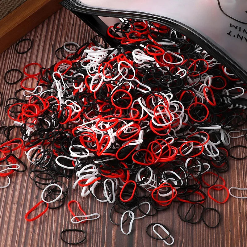 Vibrant 1000/2000 Pcs Colorful Disposable Rubber Hair Bands - Perfect Ponytail Holders for Kids!