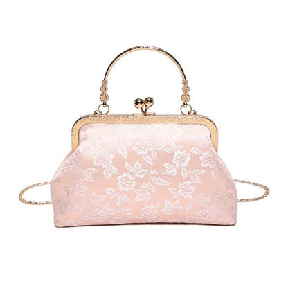 Clasp Frame Embroidery Chinese Style Handbag Purse Large Capacity Hanfu Shell Handbag Polyester Luxury Ladies Clutch Bag Girls