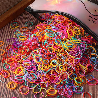 Vibrant 1000/2000 Pcs Colorful Disposable Rubber Hair Bands - Perfect Ponytail Holders for Kids!