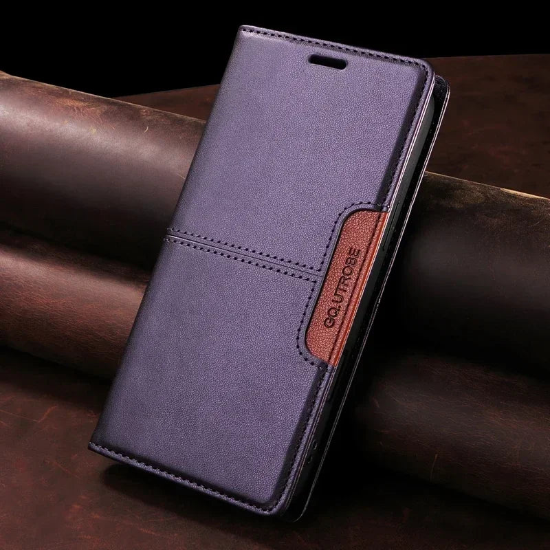 Premium Leather Magnetic Flip Case for iPhone 16/15/14/Pro Max - Stylish Wallet with Card Slots for All Models Including 13/12/11/XR/XS Max/7/8 Plus/SE 2022