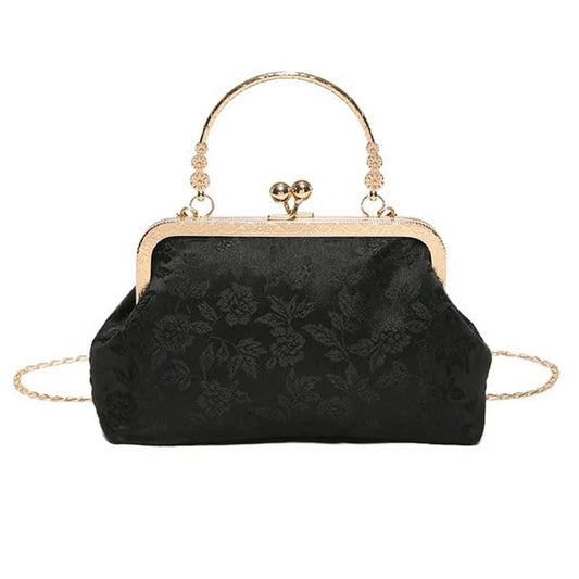 Clasp Frame Embroidery Chinese Style Handbag Purse Large Capacity Hanfu Shell Handbag Polyester Luxury Ladies Clutch Bag Girls