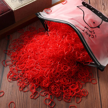 Vibrant 1000/2000 Pcs Colorful Disposable Rubber Hair Bands - Perfect Ponytail Holders for Kids!