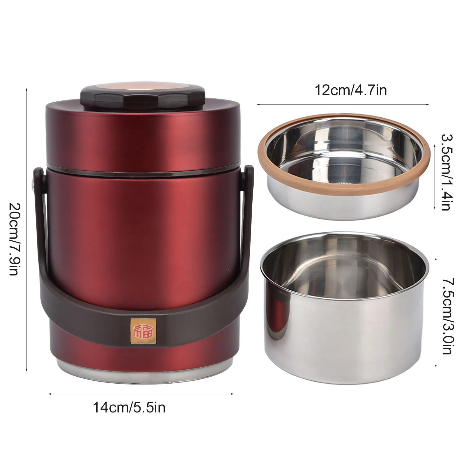 1500Ml Vacuum Bento Lunch Box 304 Stainless Steel 3 Layer Portable Insulated Food Jar for Students Office Worker