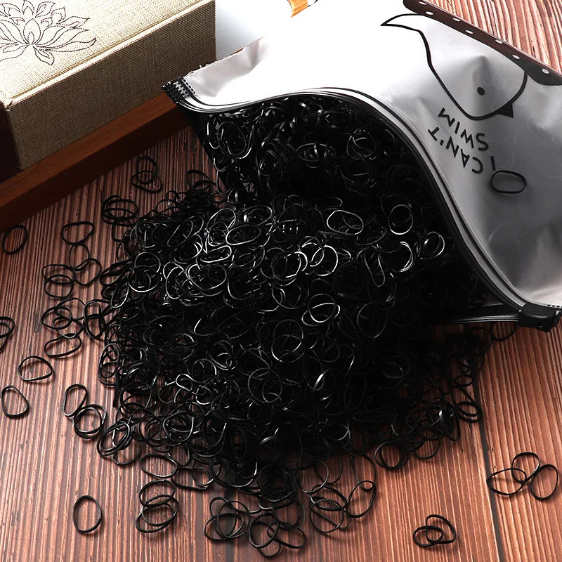Vibrant 1000/2000 Pcs Colorful Disposable Rubber Hair Bands - Perfect Ponytail Holders for Kids!