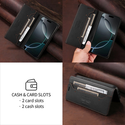 Premium Leather Magnetic Flip Case for iPhone 16/15/14/Pro Max - Stylish Wallet with Card Slots for All Models Including 13/12/11/XR/XS Max/7/8 Plus/SE 2022