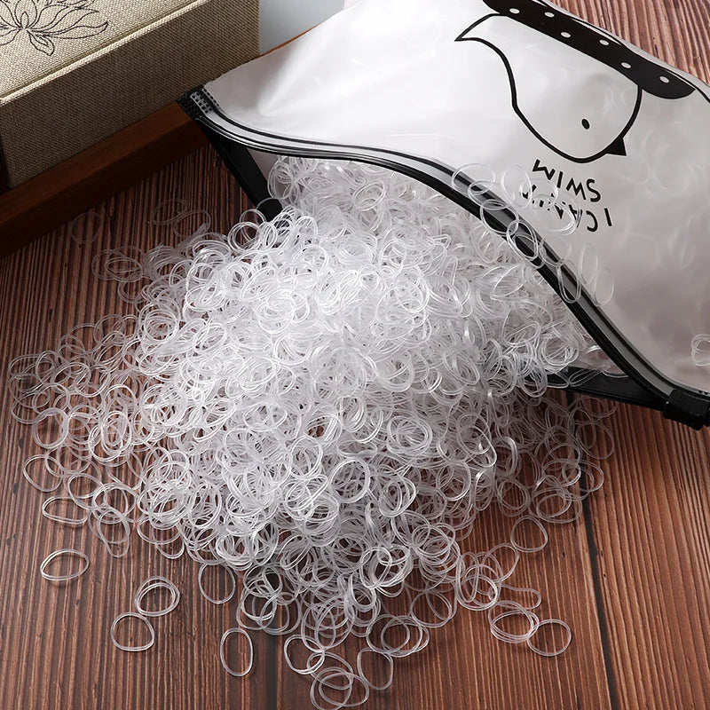 Vibrant 1000/2000 Pcs Colorful Disposable Rubber Hair Bands - Perfect Ponytail Holders for Kids!