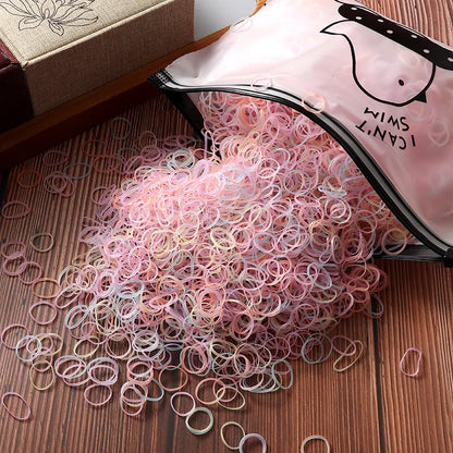 Vibrant 1000/2000 Pcs Colorful Disposable Rubber Hair Bands - Perfect Ponytail Holders for Kids!