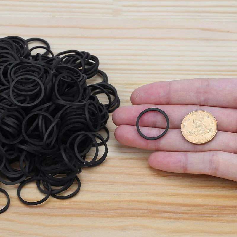 100-500Pcs Black Rubber Band Elastic Bands for Office School Home Strong Elastic Rings
