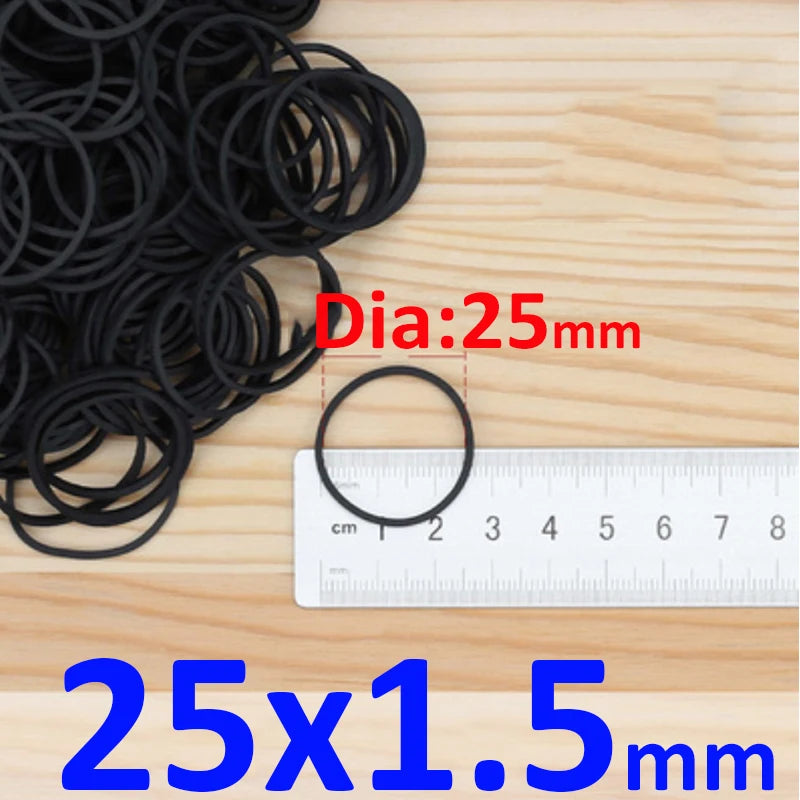 100-500Pcs Black Rubber Band Elastic Bands for Office School Home Strong Elastic Rings