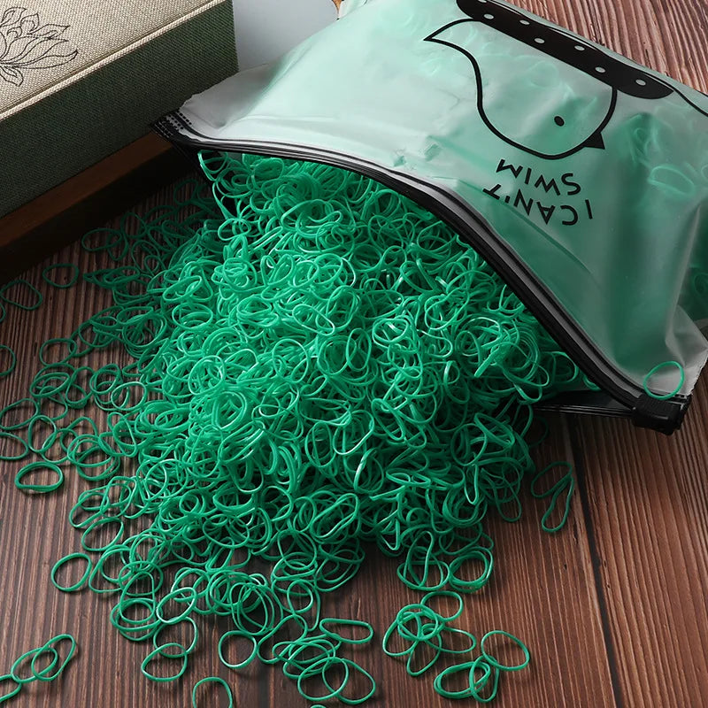 Vibrant 1000/2000 Pcs Colorful Disposable Rubber Hair Bands - Perfect Ponytail Holders for Kids!