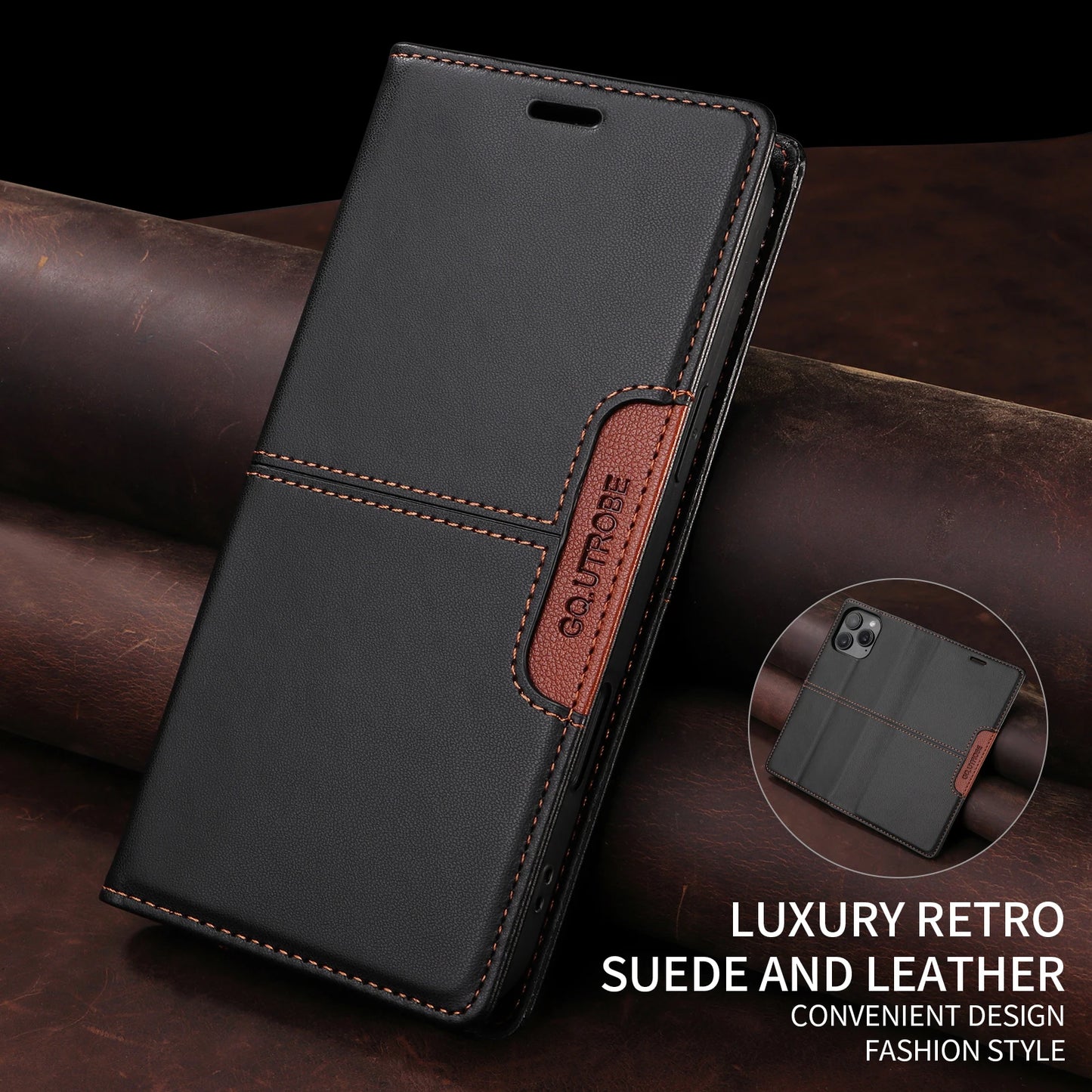 Premium Leather Magnetic Flip Case for iPhone 16/15/14/Pro Max - Stylish Wallet with Card Slots for All Models Including 13/12/11/XR/XS Max/7/8 Plus/SE 2022