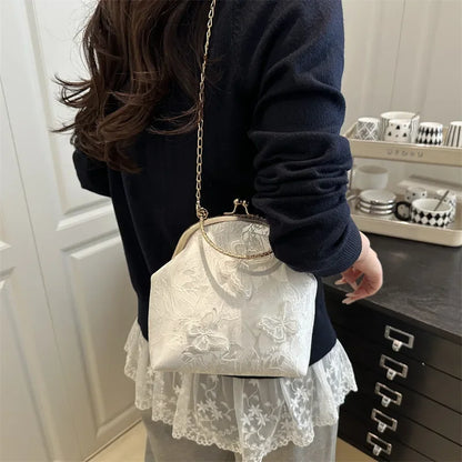 Butterfly Embroidery Dinner Party Ladies Chain Crossbody Bag Elegant Simple Female Handbags Chinese Style Women'S Shoulder Bags