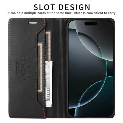 Premium Leather Magnetic Flip Case for iPhone 16/15/14/Pro Max - Stylish Wallet with Card Slots for All Models Including 13/12/11/XR/XS Max/7/8 Plus/SE 2022